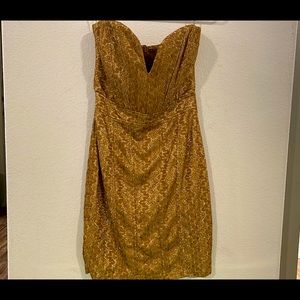 NWT Gold strapless corset sweetheart dress